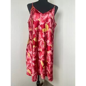 Sexy Sensual Casique Women's Pullover Satin Floral Y2K Whimsical Dress Red 18/20